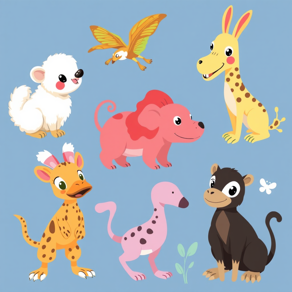 Uma coleção de animais diversos e fascinantes, mostrando suas características e comportamentos únicos.